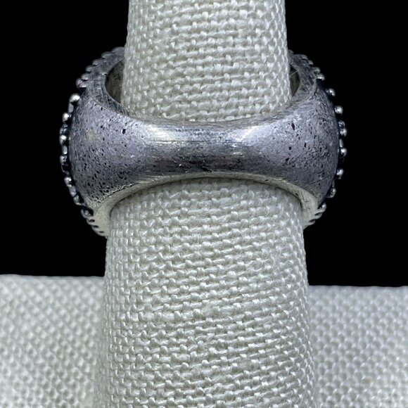 Swarovski Dome Ring Black White Crystal SZ7 Glam Statement Goth Whimsigoth Bling - Picture 5 of 8